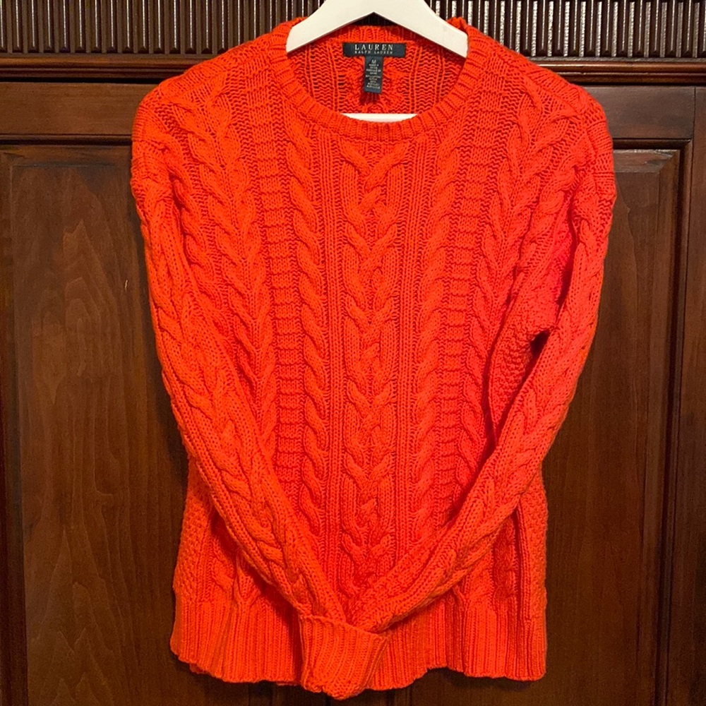 Ralph Lauren Orange Cable Knit Sweater